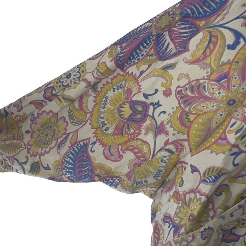 Bogner Vintage Womens Bomber Jacket Size 12 Silk Viscose Blend Floral 90s Beige - Picture 5 of 9
